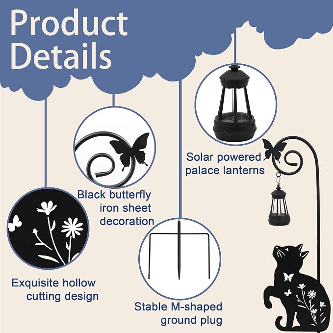 Solar Cat Lantern Garden Stakes - Image 4