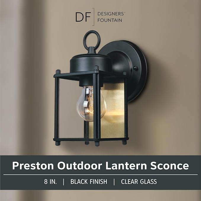 DESIGNERS FOUNTAIN Preston Outdoor Light Fixture, 8 Inch Exterior Wall Lantern - Image 2