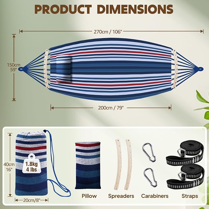 Chihee Cotton Hammock Large Soft Breathable Camping Hammock Holds Up to 660lbs - Image 4