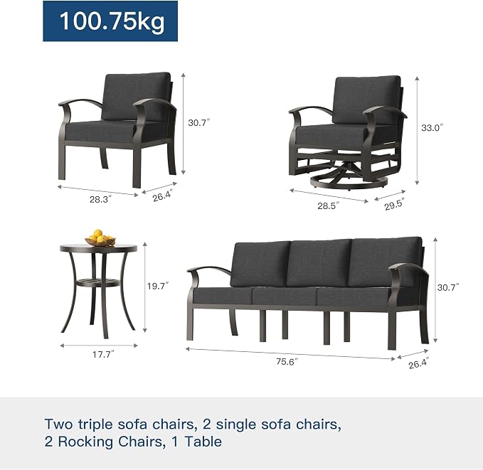 Kullavik Aluminum Patio Furniture Set - Image 6