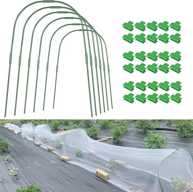 Garden Hoops Grow Tunnel for Raised Beds, 6 Sets 25.6" x 31.5" Rust-Proof Steel by Xuwzenkl