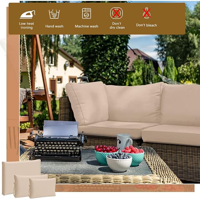 14 Piece Outdoor Patio Cushion Cover Replacement, Waterproof Patio Cushion - Image 5