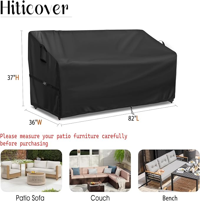 Outdoor Sofa Cover, 82 Inch Waterproof 3-Seater Paito Couch Sectional Sofa Cover - Image 3