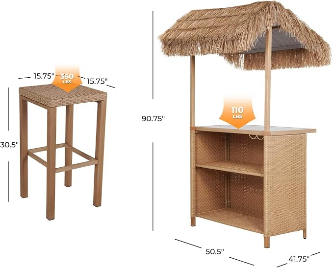 Grand patio Outdoor Tiki Bar Set - Image 7