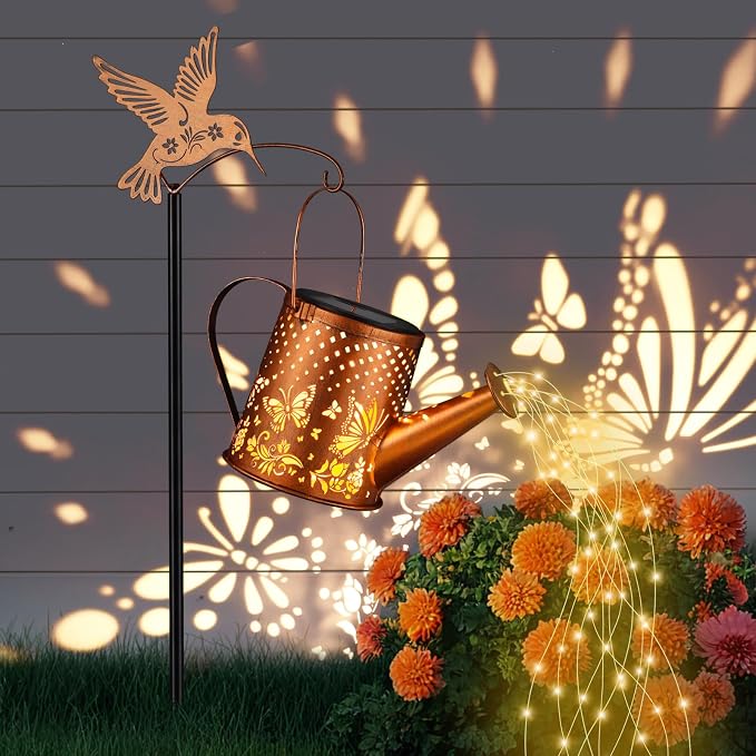 Outdoor Hanging Solar Lantern Waterproof Set Outside Metal Openwork Butterfly by Unknown