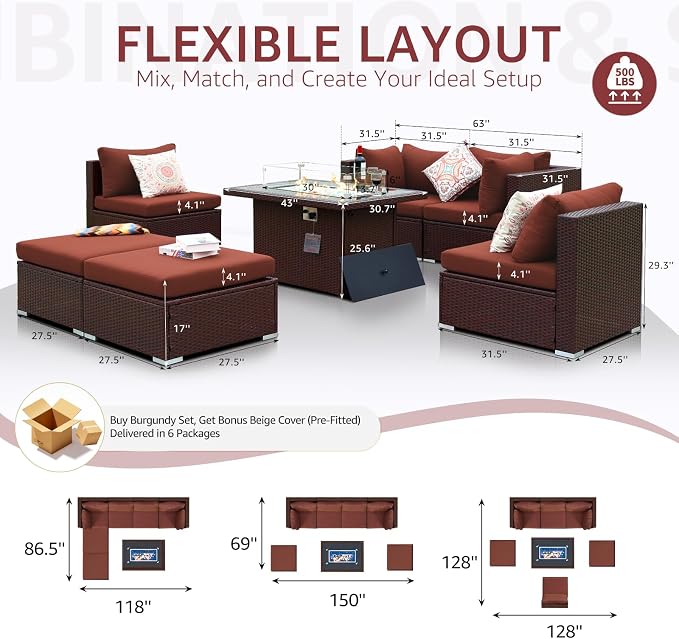 NICESOUL 7 Piece Outdoor Sofa Sectional - Image 4