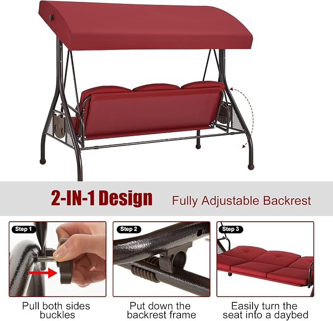 GYUTEI 3-Seat Outdoor Patio Swing - Image 4
