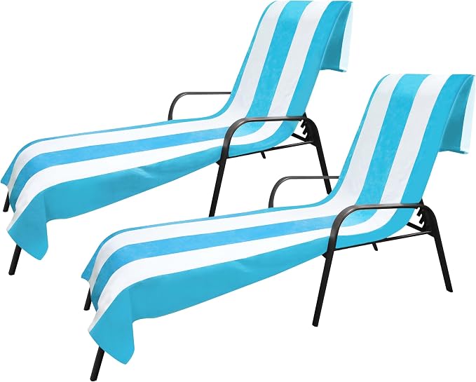 Superior Cabana Cotton Lounge Chair Cover, Outdoor Towel/Chaise Furniture Covers - Image 2