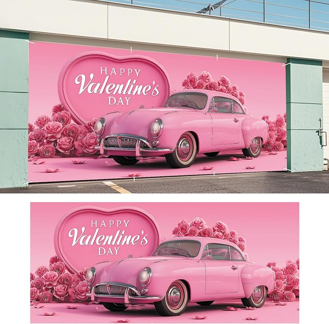 Valentine’s Day Garage Door Banner 6x13FT, Romantic Outdoor Decoration - Image 6
