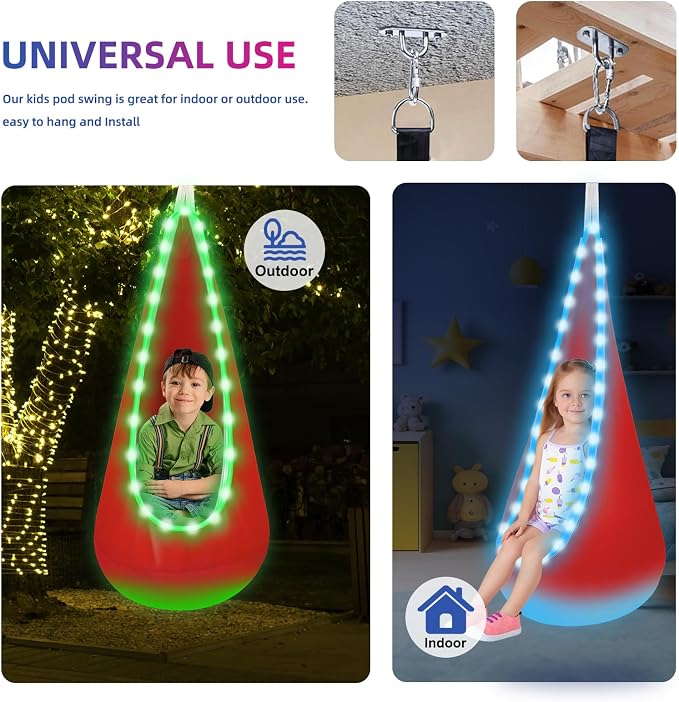 Light Up Swing Chair Hammock Chair Indoor Outdoor - Image 5