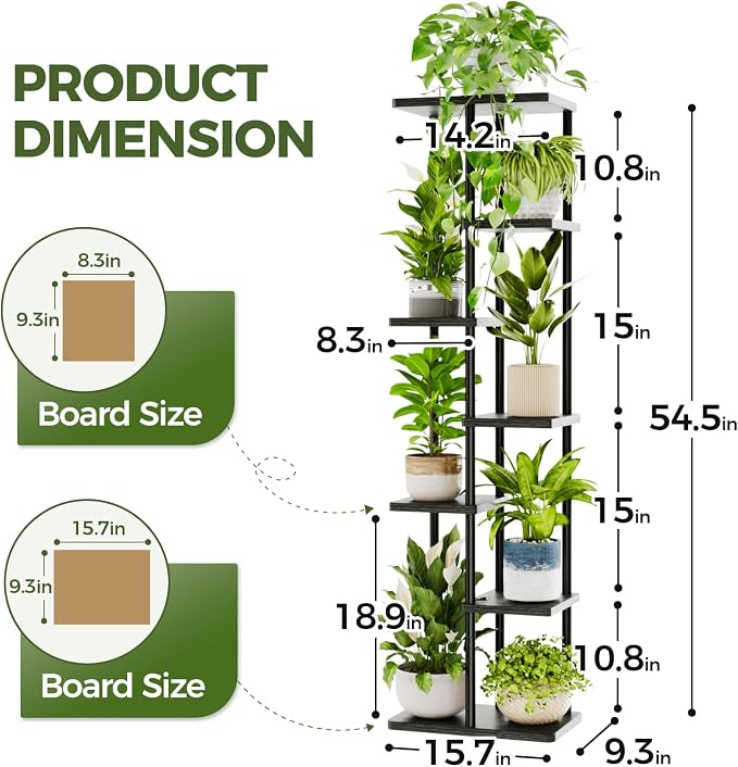 Bamworld Tall Plant Stand Indoor, Corner 7 Tier Metal Plant Shelf - Image 4
