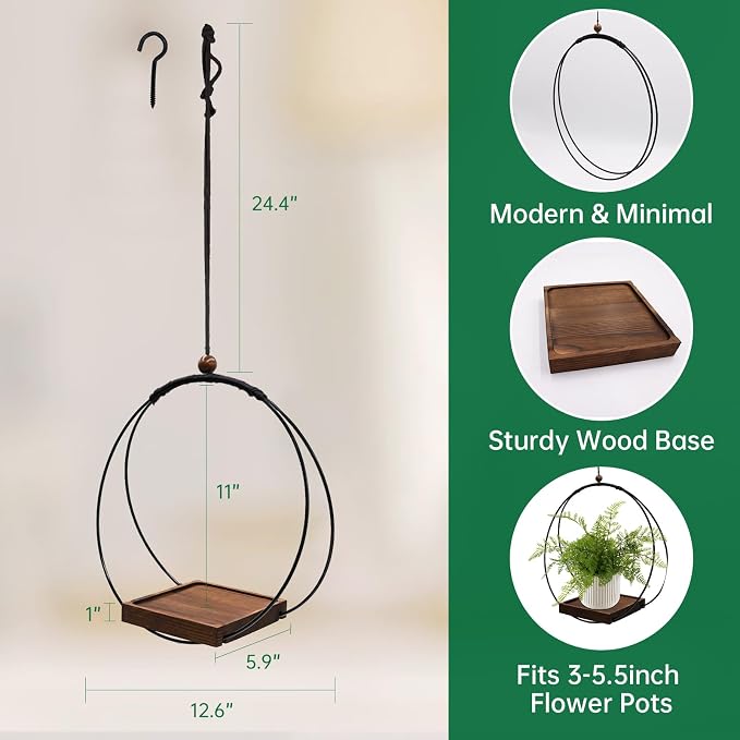 2 Pack Hanging Planter for Indoor Plants, Modern Boho Macrame Hanger, Wall - Image 2