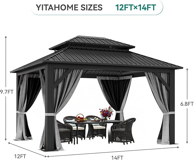 YITAHOME 12x14ft Hardtop Gazebo - Image 8