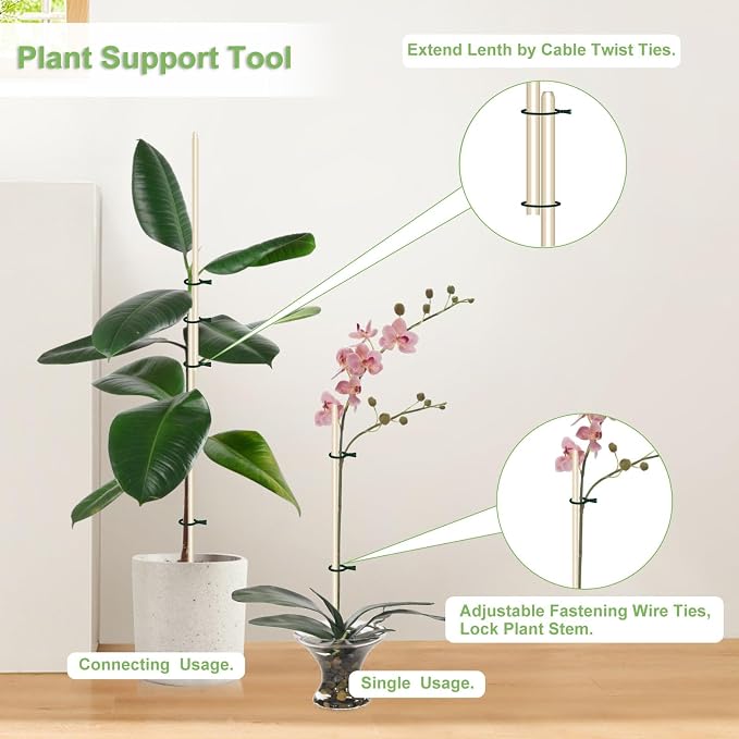 120 PCS Bamboo Plant Stakes 18 Inch, Wood Plant Support - Image 4