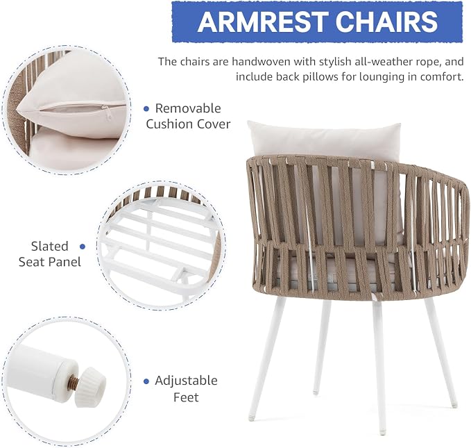 SUNSITT Patio Dining Chairs Set of 2, Outdoor Metal Dining Chairs - Image 5