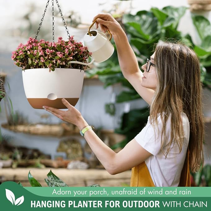 10 Inch Hanging Planters for Indoor Plants, Outdoor Hanging Plant Pot - Image 3