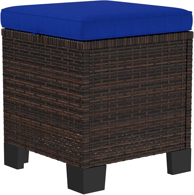 SSLine Outdoor Rattan Ottoman Set, 15.7W x 15.7D x 18.1H inches, All Weather - Image 7