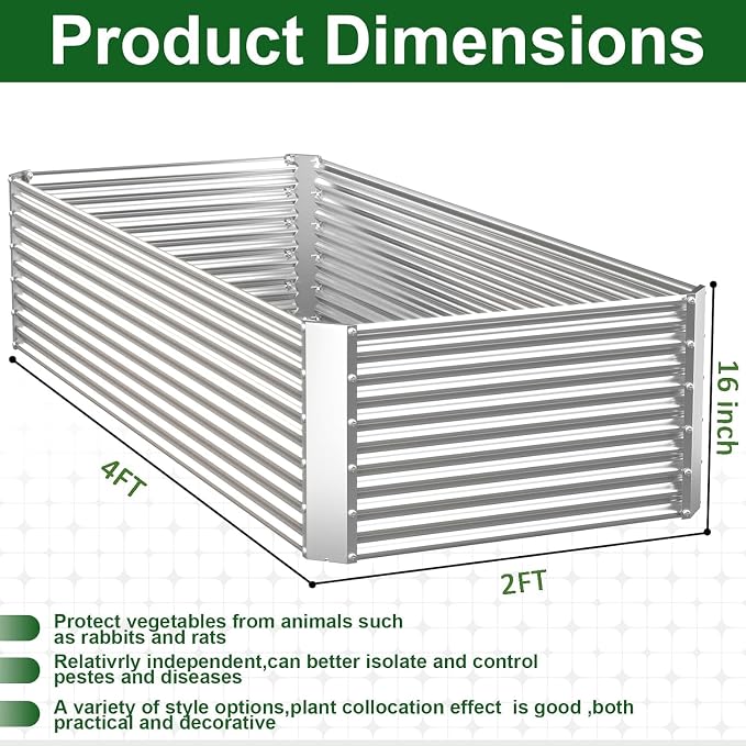 3 Pack Tall 4x2FT Raised Beds for Gardening, Corrugated Galvanized Steel Raised - Image 2