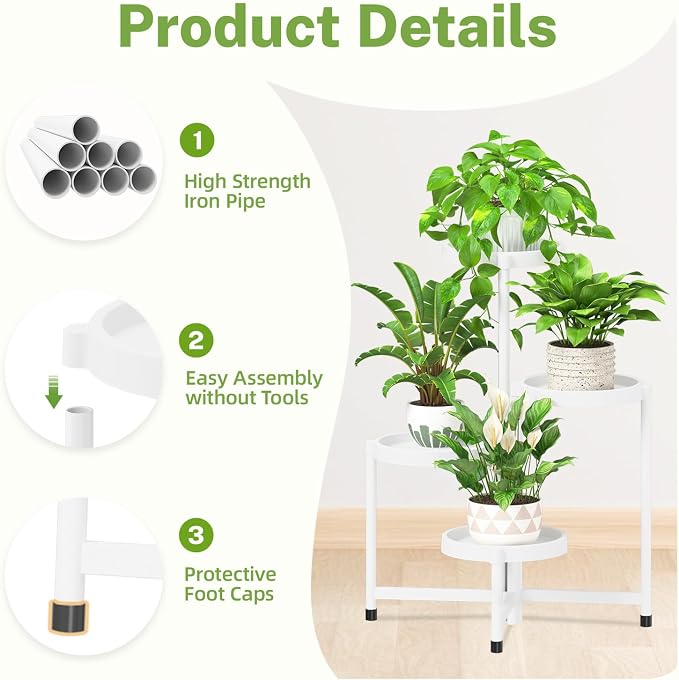 iDavosic.ly 4 Tier Folding Plant Stand Indoor Outdoor - Image 4