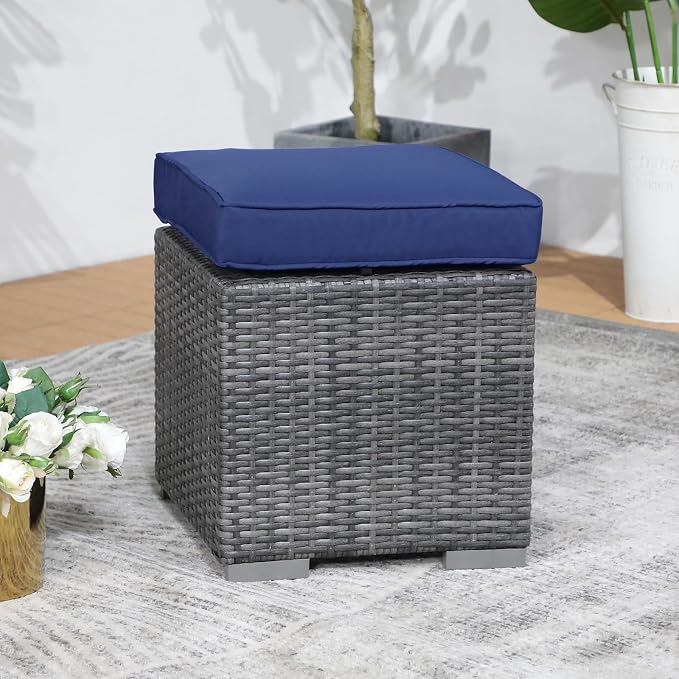 Patiorama 2 Pieces Assembled Outdoor Patio Ottoman, Indoor Outdoor All-Weather - Image 9