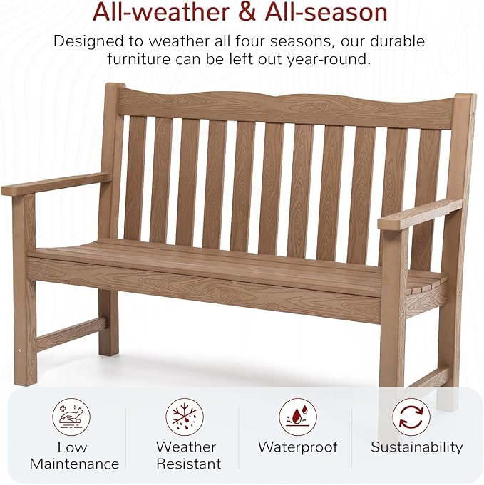 Stoog All-Weather Garden Bench & Chairs Set, 3-Piece Patio Furniture Set - Image 4