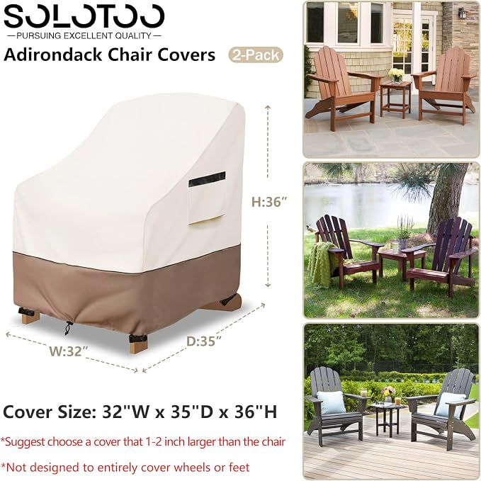 Adirondack Chair Covers Waterproof Heavy Duty Patio Furniture Covers, 32W x 35D - Image 3
