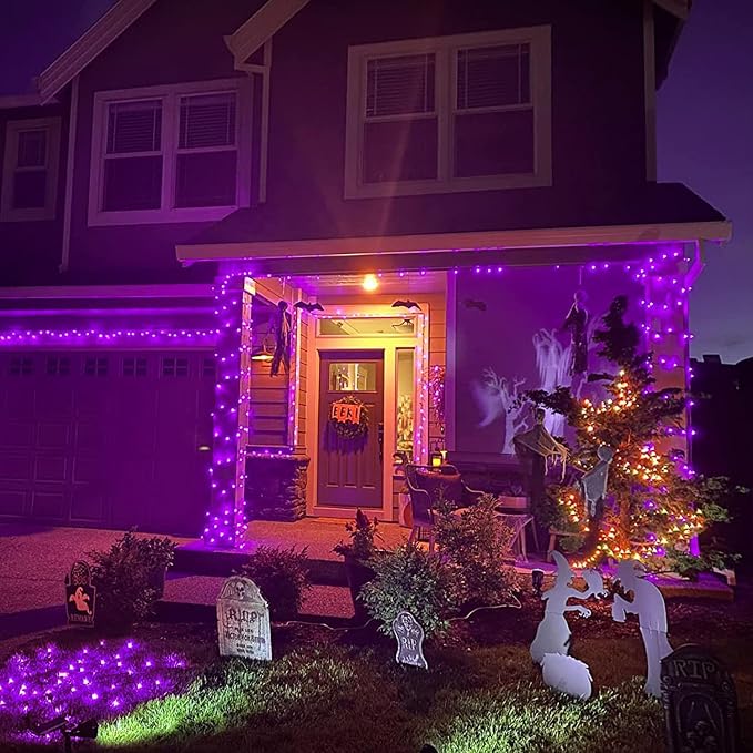 JMEXSUSS 400 LED Purple Christmas Lights Indoor Outdoor, 132 ft String Lights - Image 8