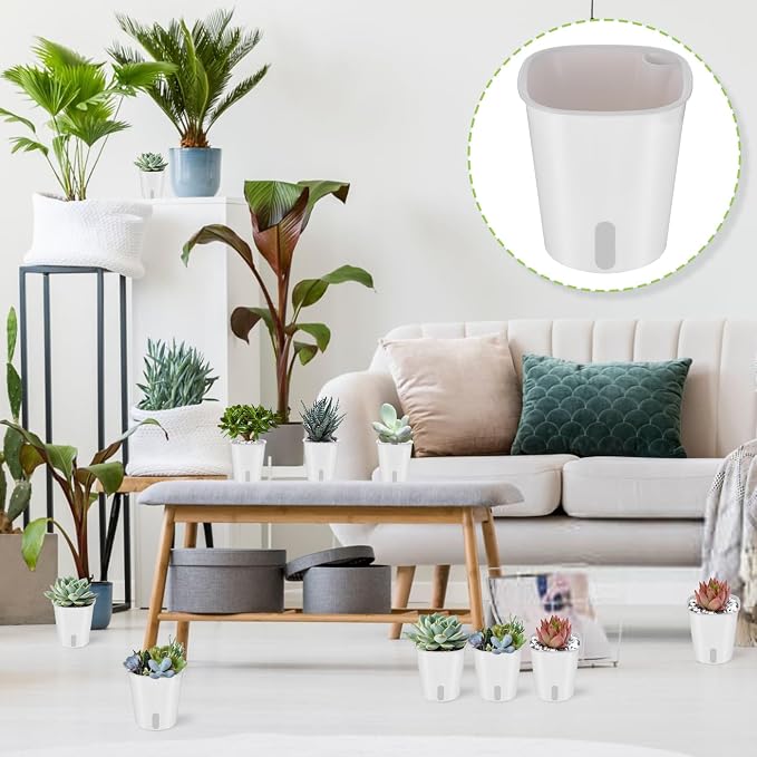 24 Pcs Self Watering Pots for Indoor Plants, 3 Inch White Plastic Self Watering - Image 6