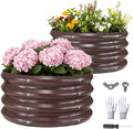 GOOZOO 2PC Galvanized Planter Raised Garden Beds, Round Metal Land Planter Box by GOOZOO