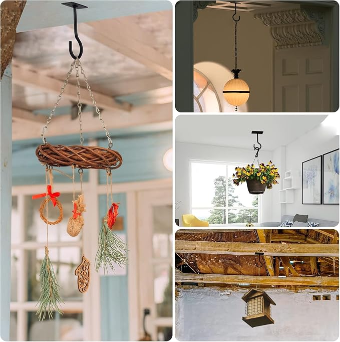 Ceiling Hooks for Hanging Plants 20Pcs Black - Image 6