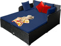 RELAX4LIFE Rattan Patio Outdoor Daybed, Wicker 2-Person Sunbed Loveseat by RELAX4LIFE