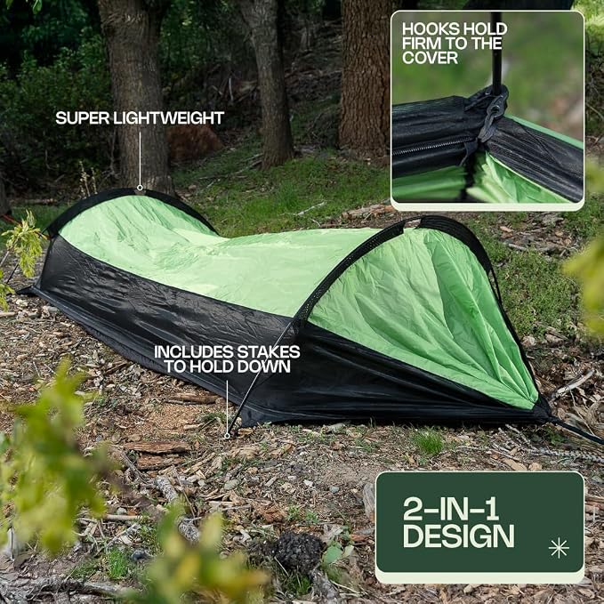Camping Hammock Tent with Mosquito Net & Rainfly – Waterproof Portable - Image 4
