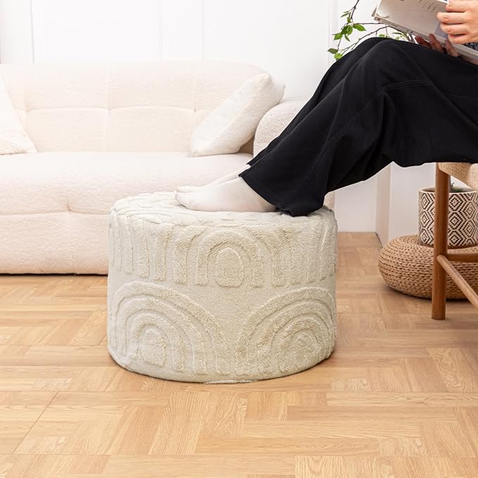 Asuprui Plush Fabric Ottoman Footrest – 20"x14" Soft Foam Pouf - Image 6