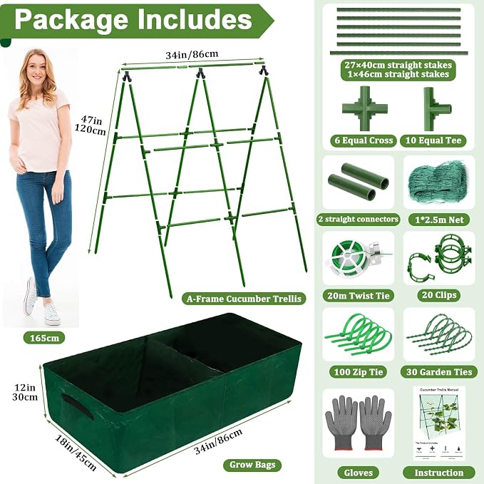 Cucumber Trellis for Garden, 34 X 47 Inches A Frame Gardening Trellis - Image 2