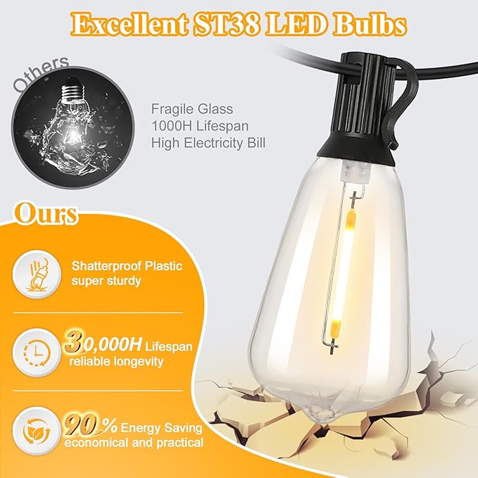 Brightever Outdoor String Lights, 25FT Patio Lights - Image 2