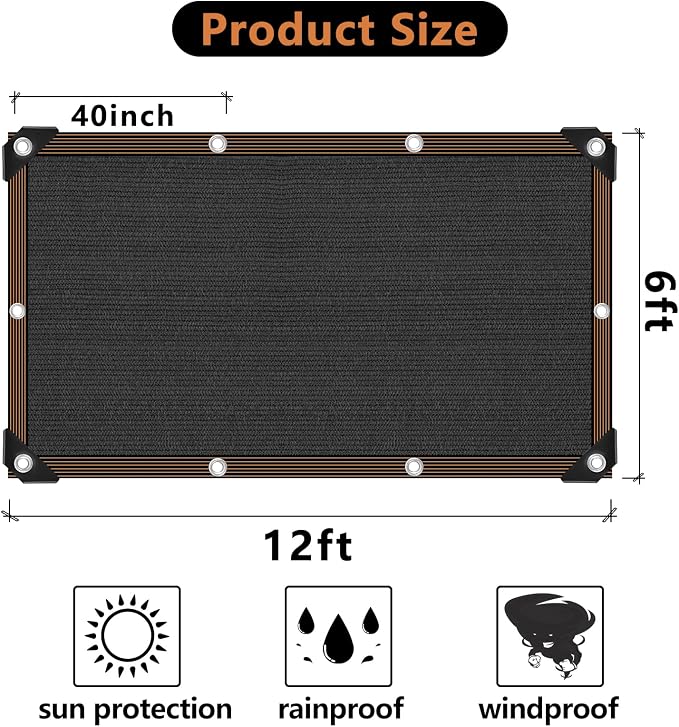 90% Black Shade Cloth, Resistant Mesh Tarp - Image 2