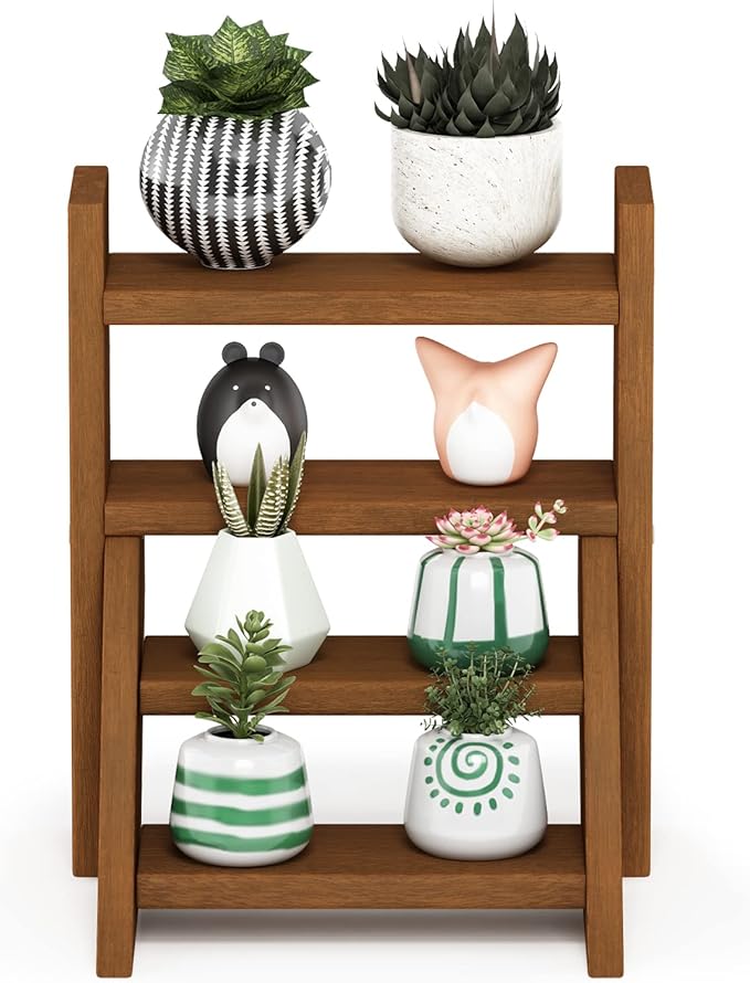 Furinno Tioman Outdoor Planter Staircase, Dark Red Meranti Hardwood - Image 3