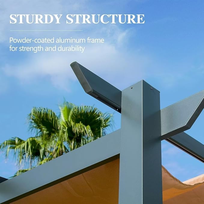 Domi Outdoor Living 10’ X 10’ Outdoor Retractable Pergola - Image 4