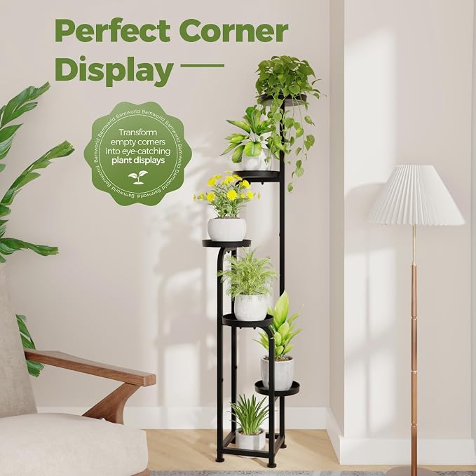 Bamworld Tall Plant Stand Indoor Outdoor, Corner Metal Flower Pot Stands - Image 3