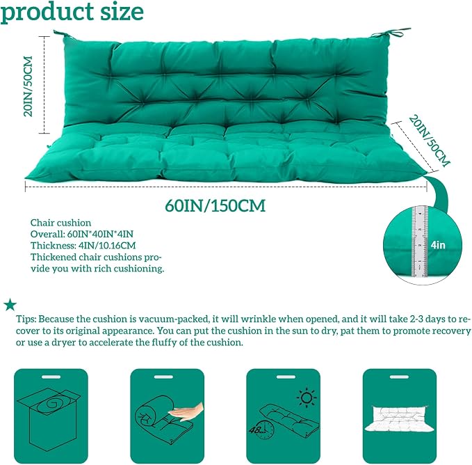 Outside Benches Cushion with Backrest, Thicken Waterproof Swing Cushions 2/3 - Image 5