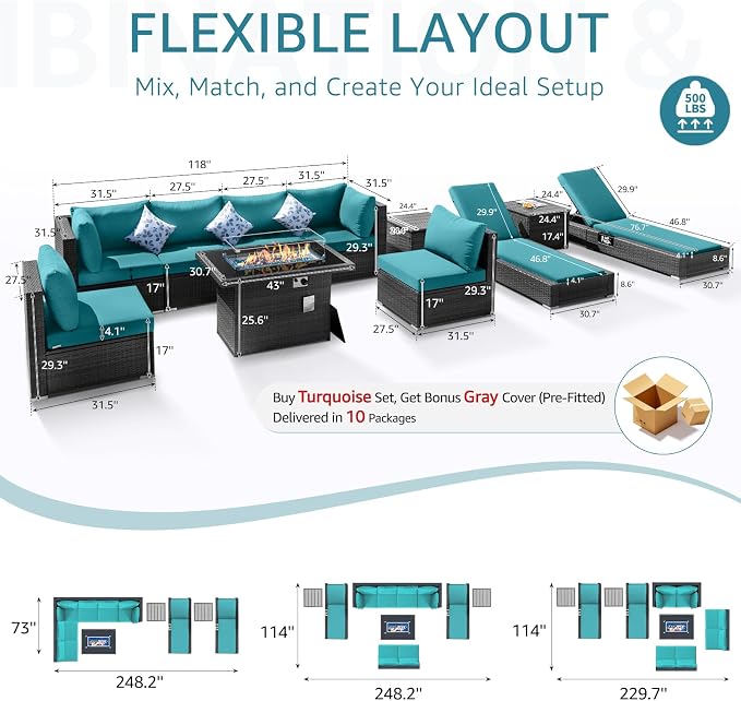 NICESOUL 11 Piece Patio Furniture Set - Image 3