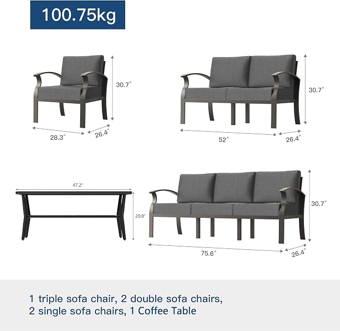 Kullavik Aluminum Patio Furniture Set - Image 4