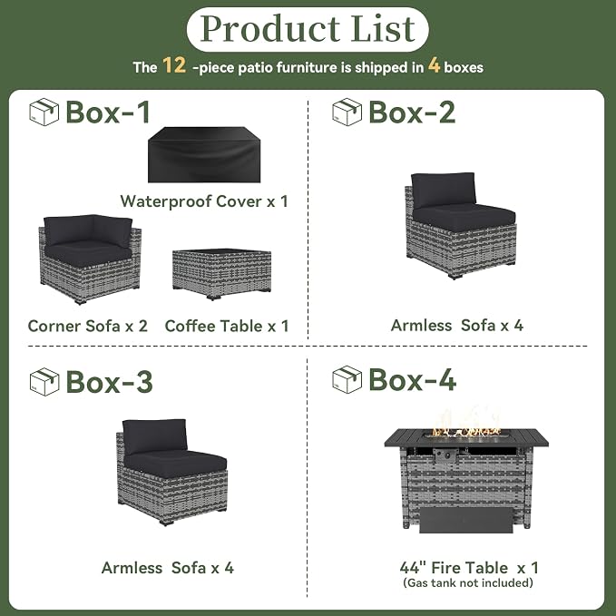 Aoxun 12 Piece Patio Furniture Set - Image 5