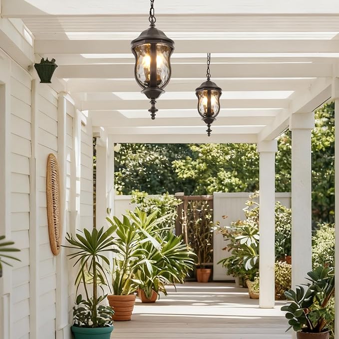 Large Outdoor Pendant Light Fixtures, 19.1'' Exterior Hanging Lantern Porch - Image 4