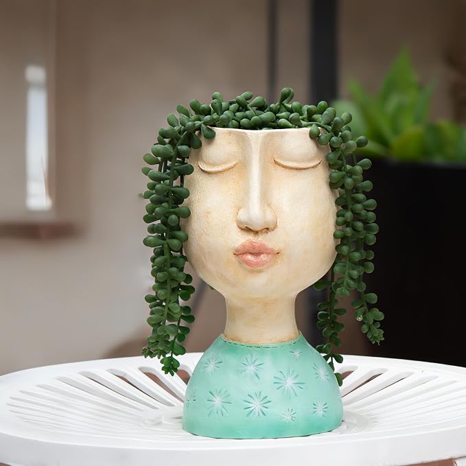 DiliComing Resin Face Planters Pots Head by DiliComing