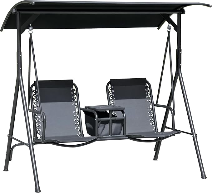 Outsunny 2-Seat Patio Swing Chair, Outdoor Canopy Swing Glider by Outsunny