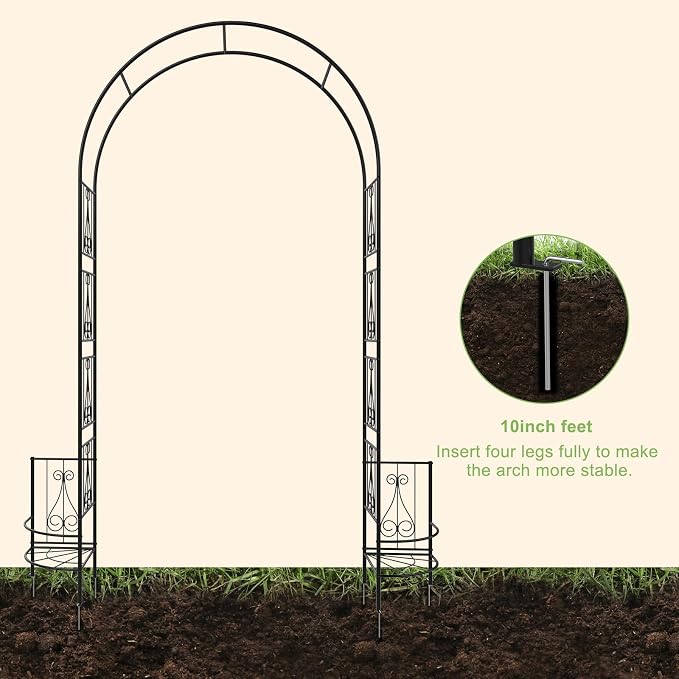 OUSHENG 8FT Metal Garden Arch Trellis - Image 3