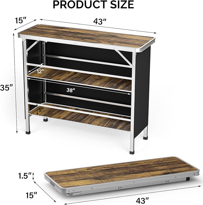 VINGLI 43" Portable Bar Table - Image 2