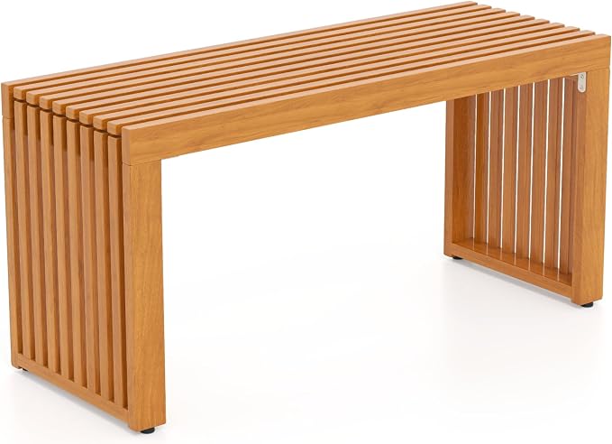 Tangkula Patio Acacia Wood Bench, 36” Outdoor All-Slat Wood Bench by TANGKULA