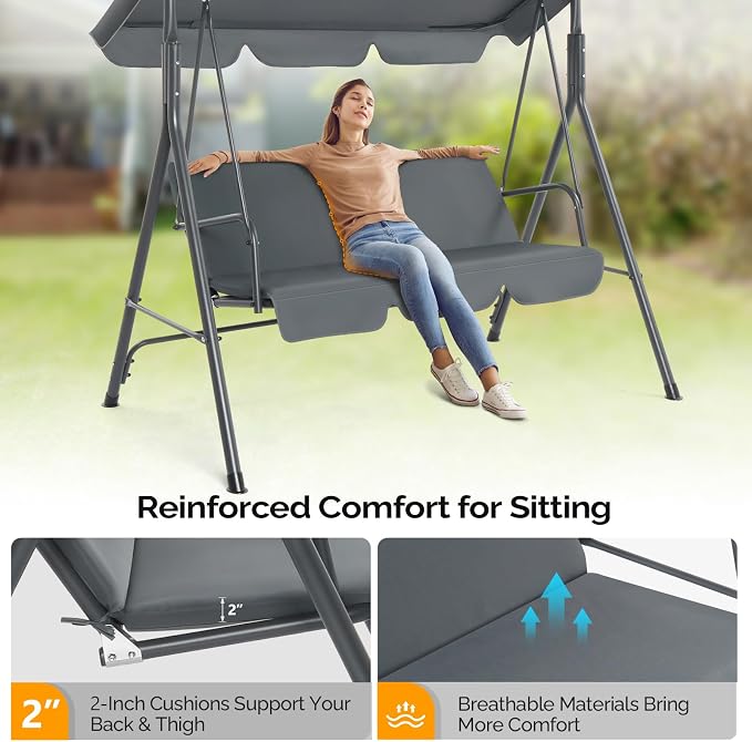 VINGLI 550 LBS Outdoor Porch Swing - Image 2